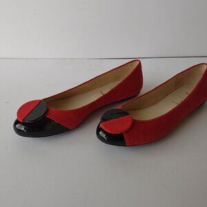 French Sole New York (fs/ny), Libatio, black/red leather flats, Size 10, NWOT